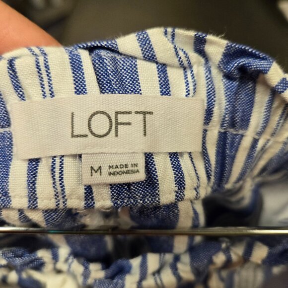 Linen Blend Pull On Striped Beachy Coastal Grandma Lounge Vacation Summer White - Picture 6 of 10